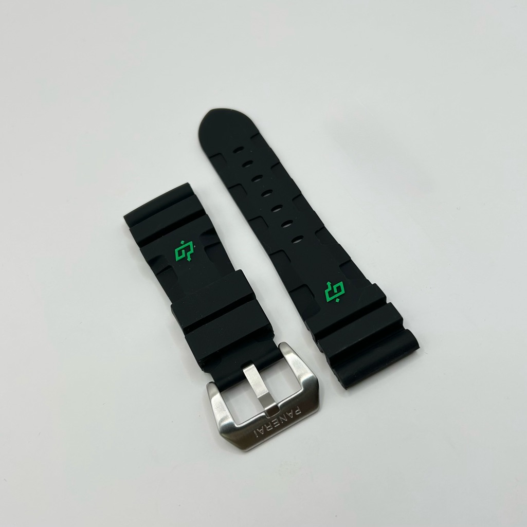 Panerai Rubber Submersible Strap 24mm In Black W Green Logo